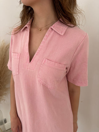 Pink denim dress