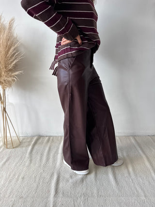 Burgundy leather pants