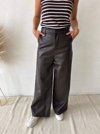 Brown leather pants