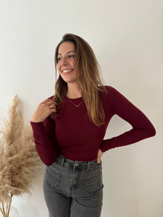 Burgundy long sleeves top