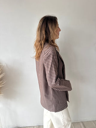 Brown checked blazer