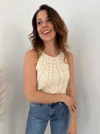 Beige crochet top