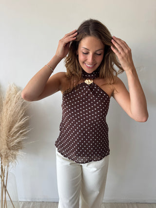 Polka dot brown top