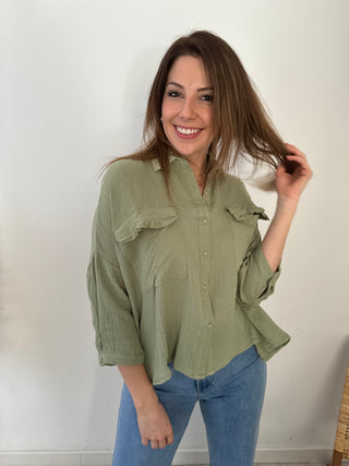 Kaki tetra pocket blouse