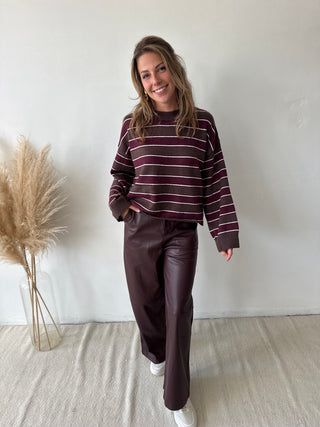 Burgundy leather pants