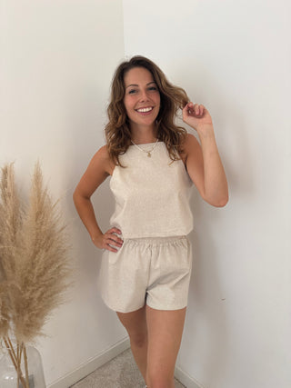 Beige linen summer set
