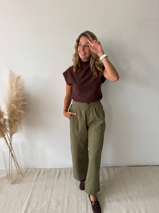 Kaki barrel pants