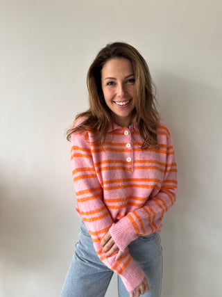 Soft striped pink orange knit