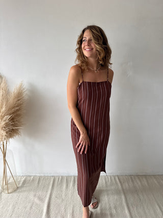 Brown stripes summer dress
