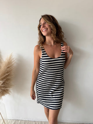Navy striped dress