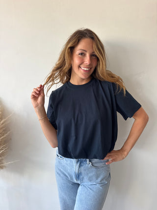 Navy elastic top