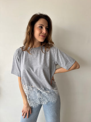lace detail grey tee