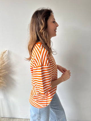 Orange striped t-shirt