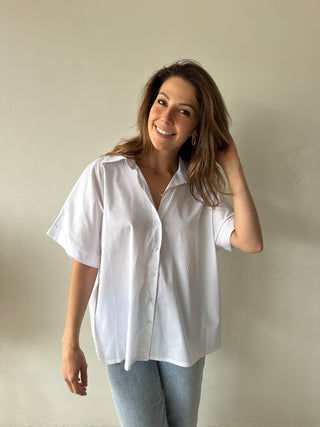 Open back heart white blouse