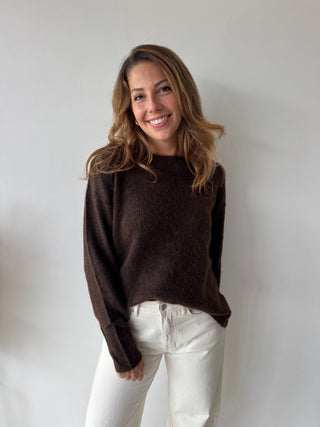 Leopard back detail brown knit