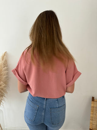 Old pink pocket blouse