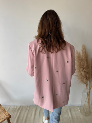 Silver hearts pink blazer