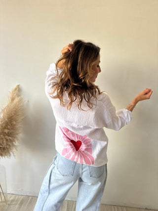 red heart white tetra shirt