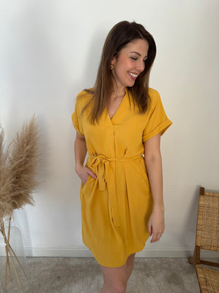 Perfect simple dress mustard