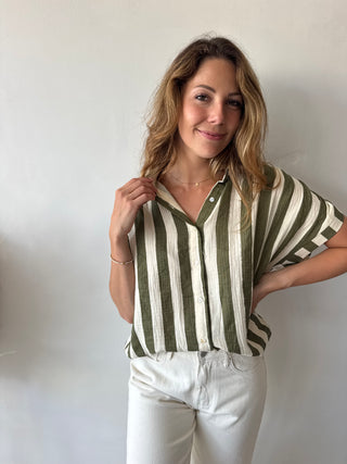 Kaki striped tetra top