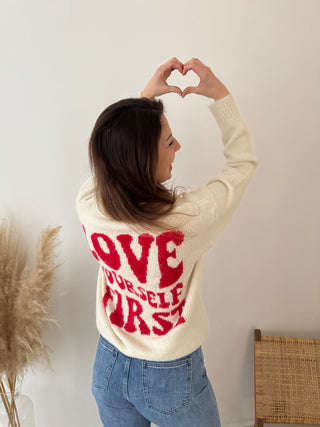 Love yourself beige knit