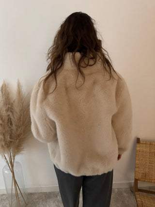 Faux fur beige soft jacket