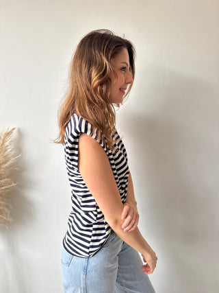Navy white striped sleeveless top