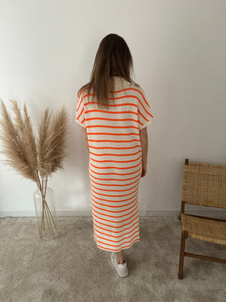 Orange striped knitted dress