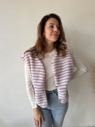 Lila striped teddy bodywarmer