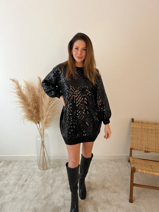 Black glitter sweater dress