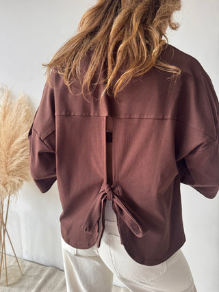Brown knot back t-shirt