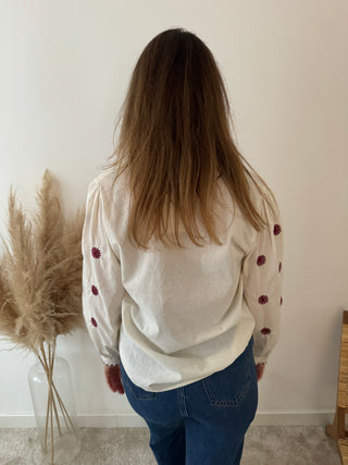 Burgundy flowers blouse