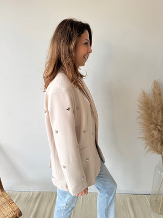 Silver hearts beige blazer