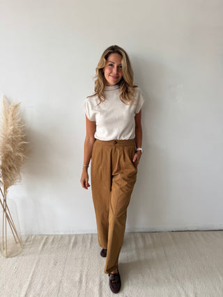 Camel barrel pants