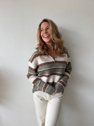 Green brown soft knit