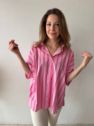 Pink fuchsia striped blouse