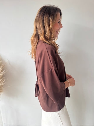 Brown knot back t-shirt