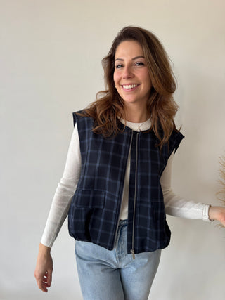 Blue checked bodywarmer