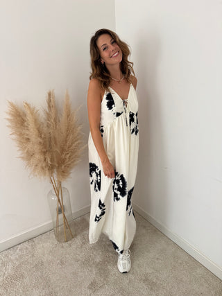 Black white tie dye dress