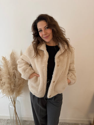 Faux fur beige soft jacket