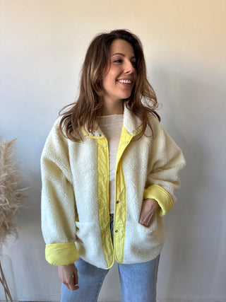 Yellow reversible teddy jacket