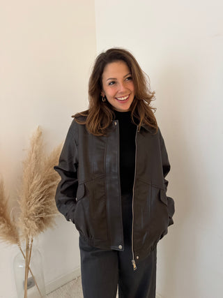 Brown faux leather jacket