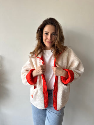 Orange teddy reversible jacket