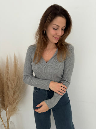 Soft grey ribbed top