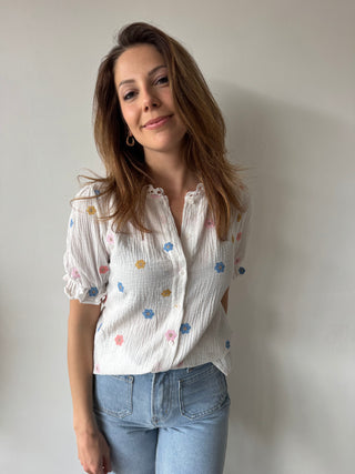 Colorful flowers white top