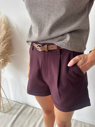 Burgundy belt short