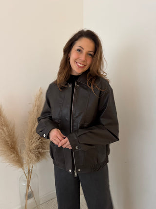 Brown faux leather jacket