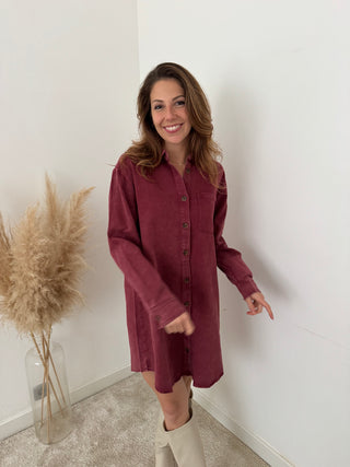 Burgundy denim dress
