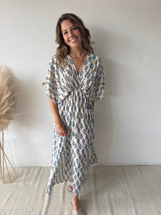 Blue leaves maxi dress