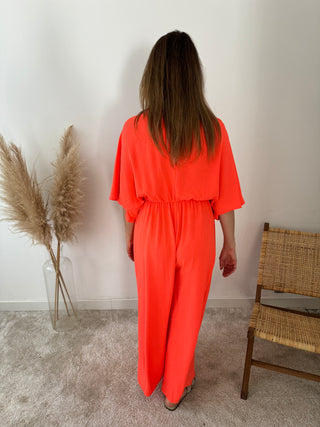 Coral flowy jumpsuit